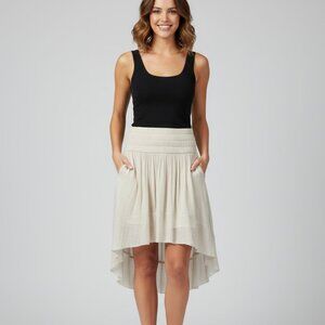 Aritzia Wilfred La Tour Skirt Draped High Lo High rise Waisted Birch Size XS